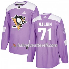 Miesten NHL Pittsburgh Penguins Pelipaita Evgeni Malkin 71 Adidas 2017-2018 Violetti Fights Cancer Practice Authentic